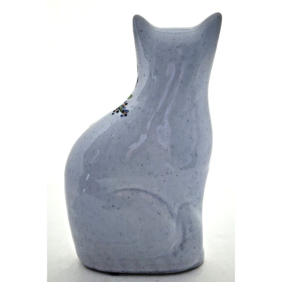 CERAMIC SITTING CAT-N.S. GUSTIN CO.-White-Floral-Shelf Decor-Hand Decorated - Picture 4 of 12